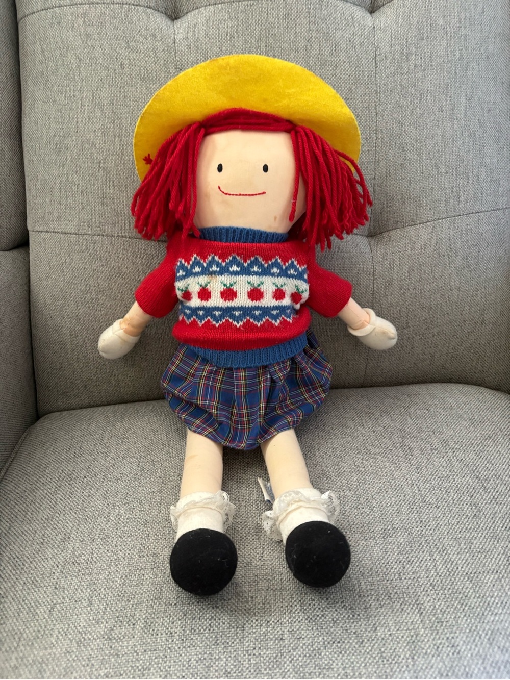 Eden MADELINE 14" Rag Doll Plush Plaid Skirt Apple Sweater School Outfit Vintage